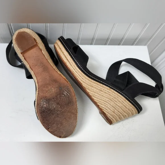 Elie Tahari Black Espradrille Platform Elastic Sandals EUC - Picture 7 of 10